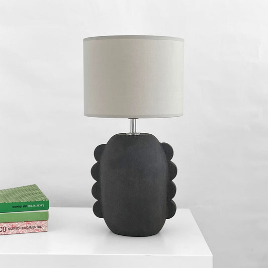 black stoneware table lamp unique decorative design in dark clay