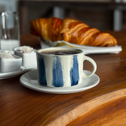 Blue striped mug